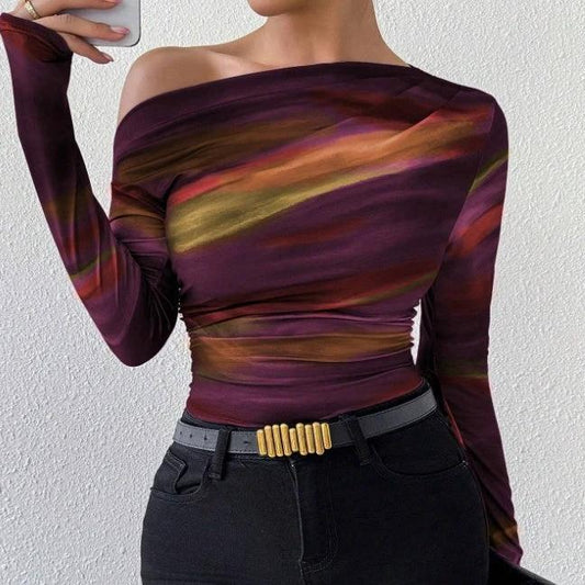 Print Long Sleeve T-Shirt Graphic Tees Women Tops by GJG Denim