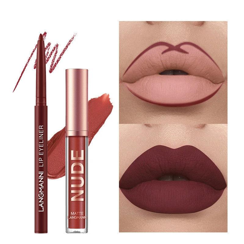Lip Liner And Lipstick Makeup 12 Pcs Set 6 Matte Lipstick 6 Lip Liner Pens Waterproof Long Lasting Matte Lipstick Beauty Cosmetics Makeup Gift For Girls Lipstick Set by GJG Denim