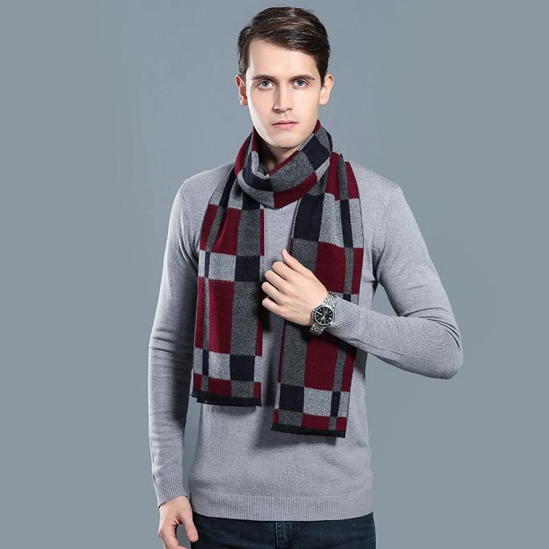 Simple Plaid Warm Keeping Artificial Cashmere Scarf by GJG Denim