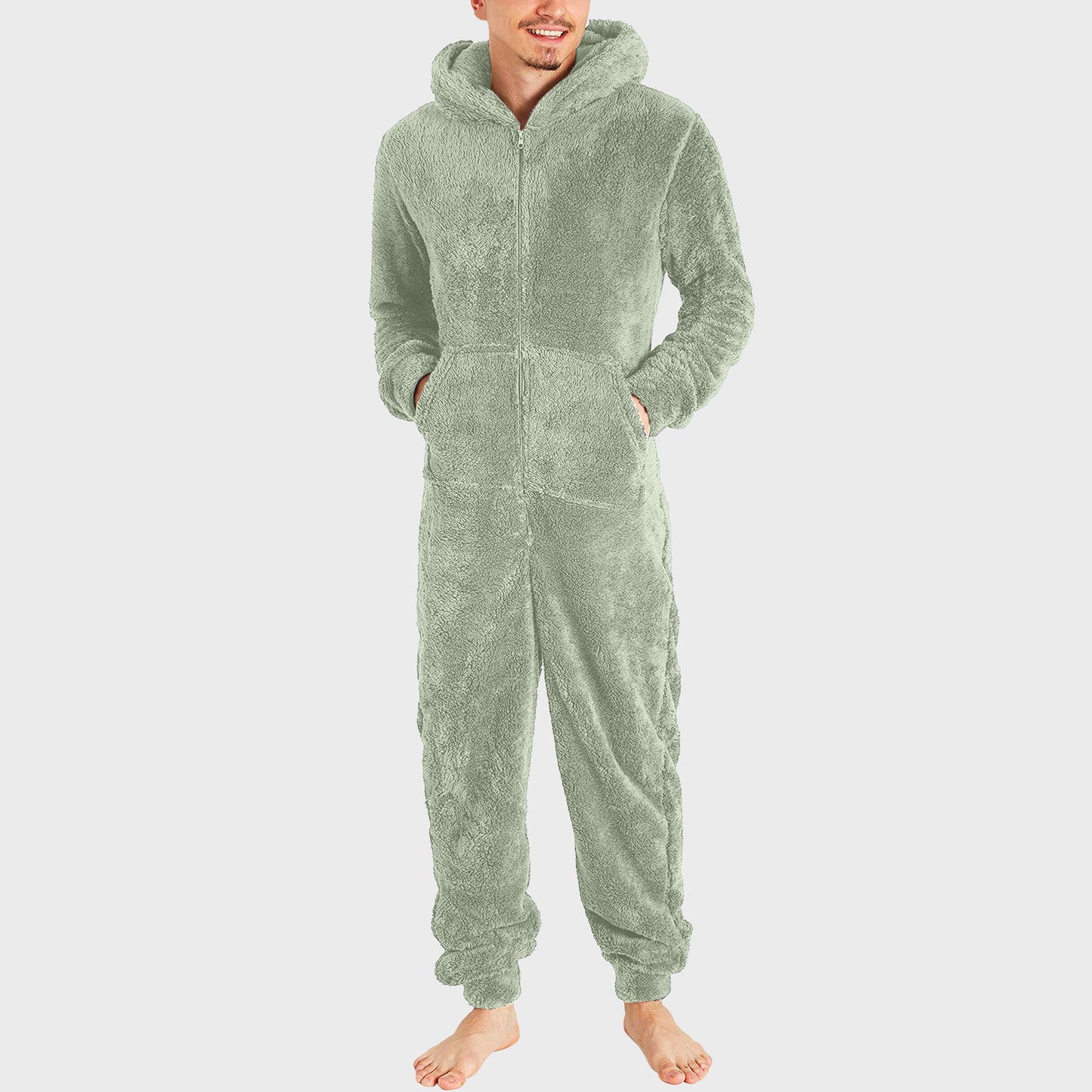 Men's Fashion Zipper Thermal Plush Jumpsuit Pajamas by GJG Denim