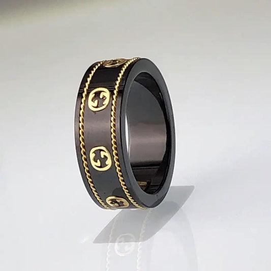 Retro Double G Letter Twist Edged Ring For Men by GJG Denim