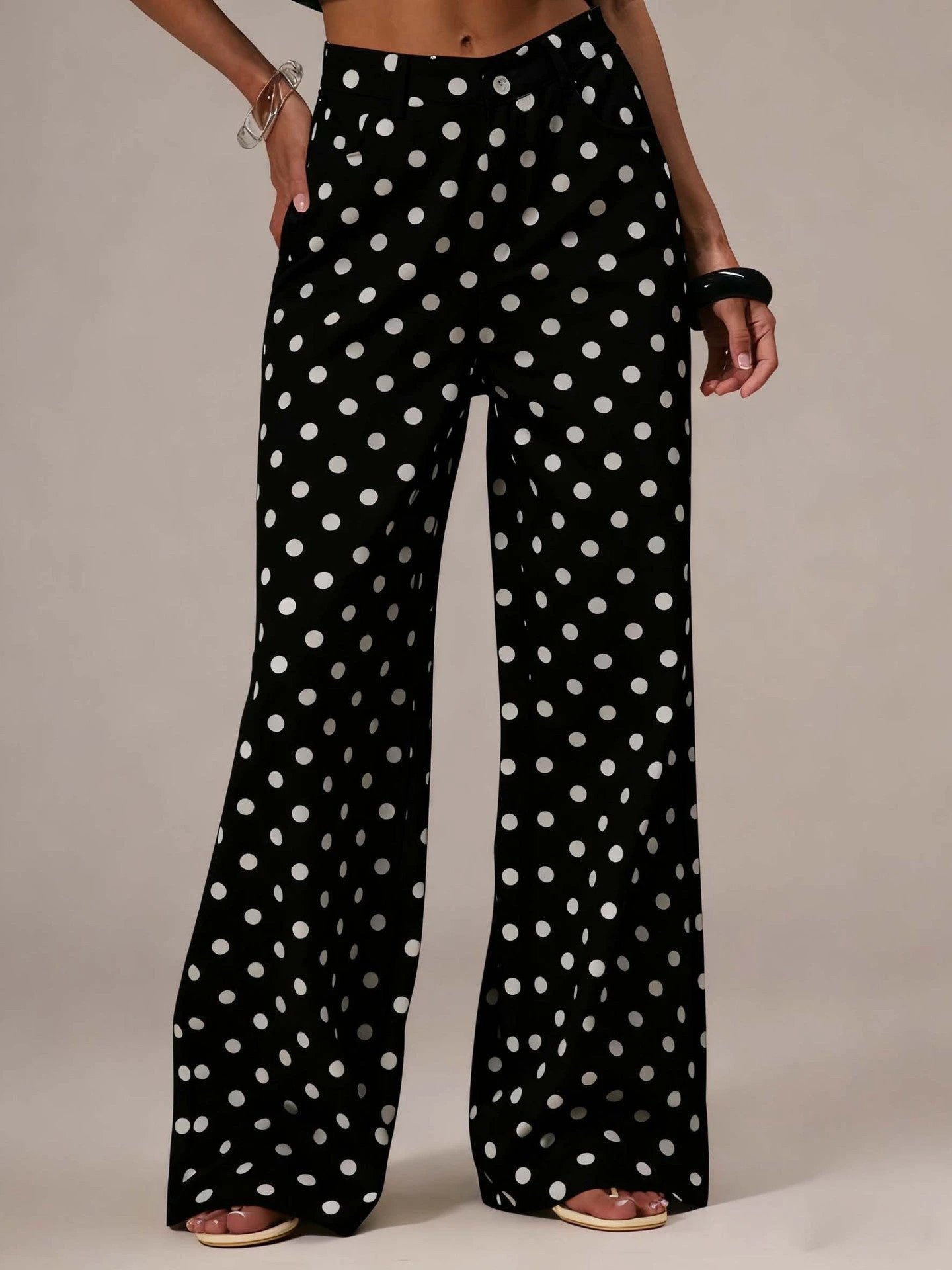 Casual Polka Dot Mid-rise Non-stretch Jeans by GJG Denim
