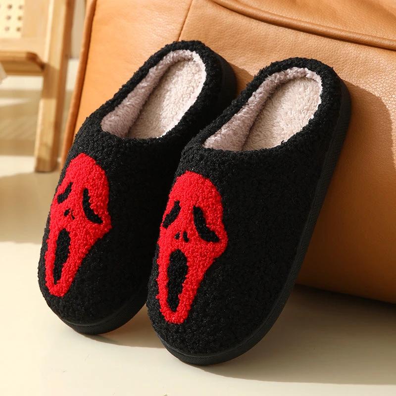 Men's Halloween Skull Cartoon Print Slippers by GJG Denim