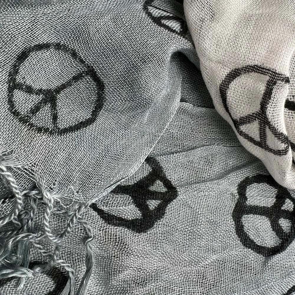 Grey Printed Viscose Scarf - Subtle Pattern Scarf 63inchx22inch by GJG Denim