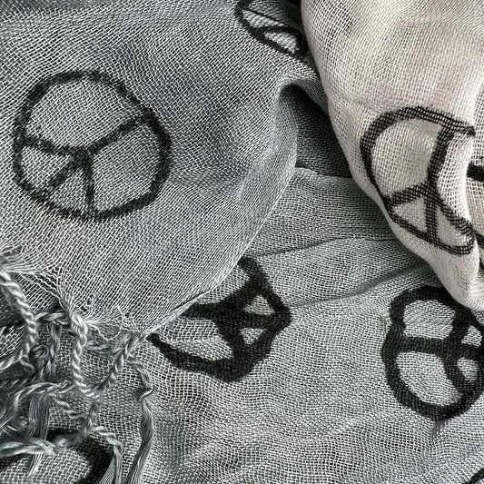 Grey Printed Viscose Scarf - Subtle Pattern Scarf 63inchx22inch by GJG Denim
