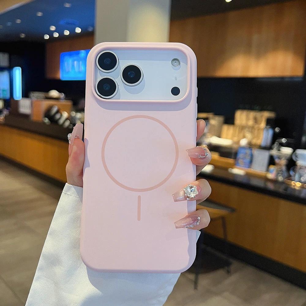 Simple Large Hole Fine Circle Silicone Magnetic Phone Case by GJG Denim
