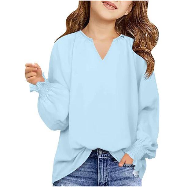 New Loose-fitting Solid Color Long Sleeves Children's Clothing Shirt by GJG Denim