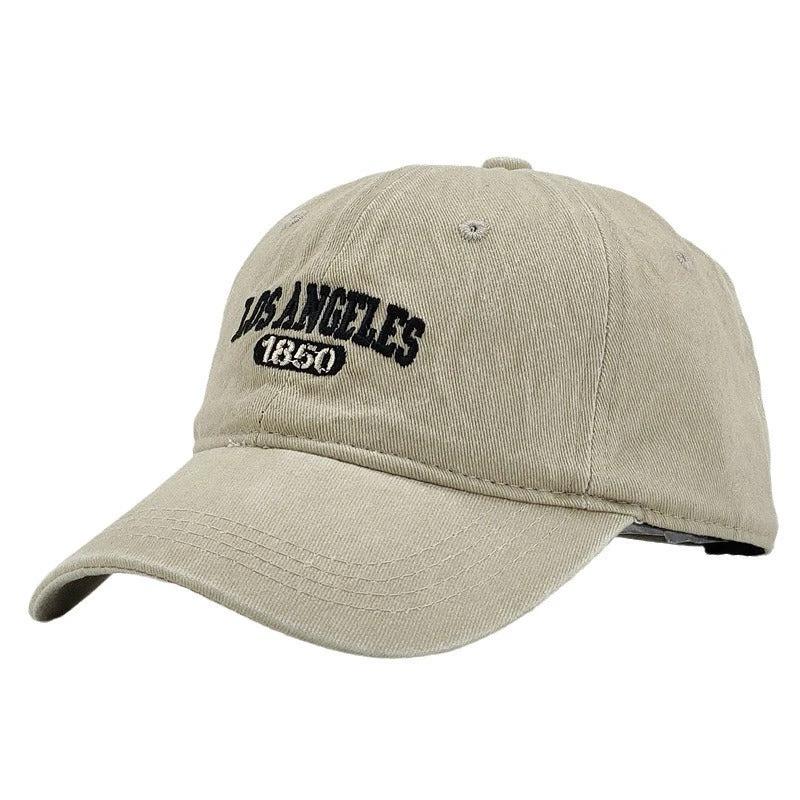 Men's Retro Washed Distressed "Los Angeles" Embroidered Peaked Cap by GJG Denim