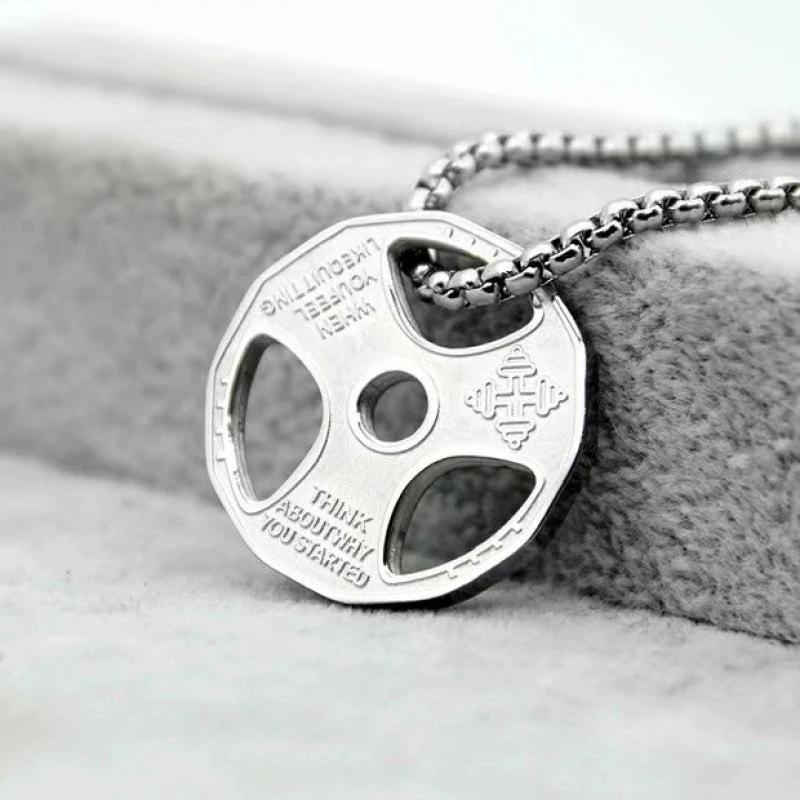 Fitness Dumbbell Plate Necklace For Men by GJG Denim