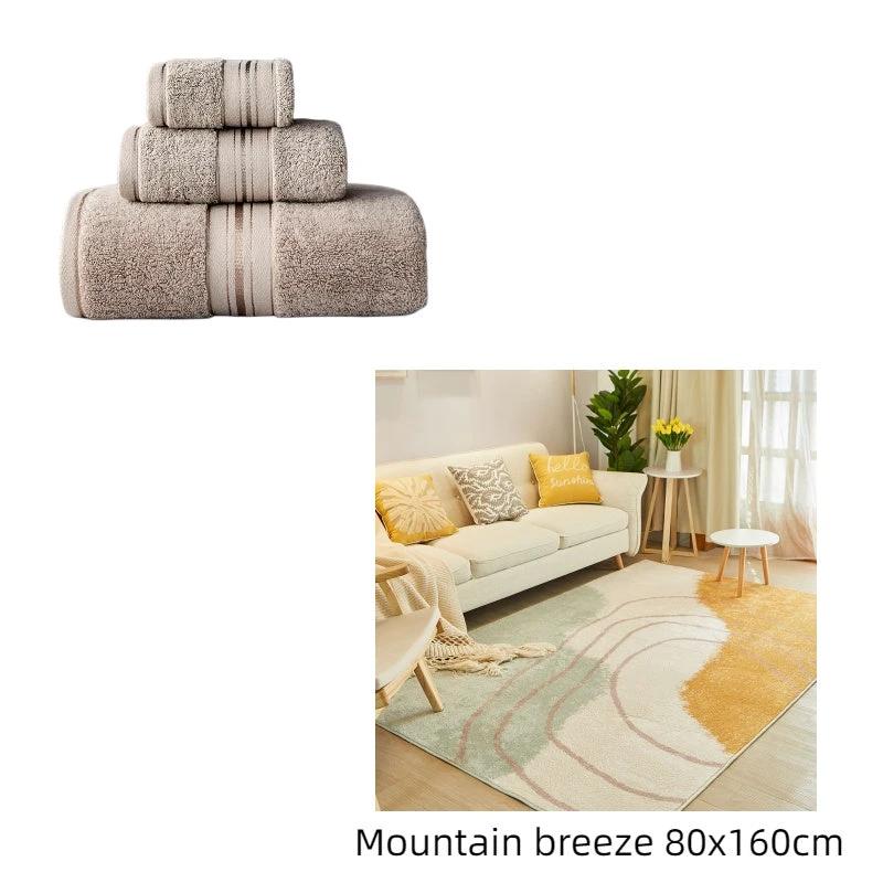 Pure Color Thick Cotton Bath Towel Set Towel Set Increased Pure Cotton Beach Towel Beauty Salon Bath Towel by GJG Denim