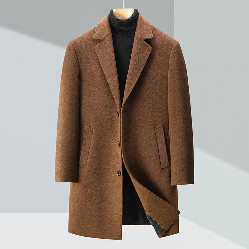 Men's Business Casual Woolen Trench Coat by GJG Denim