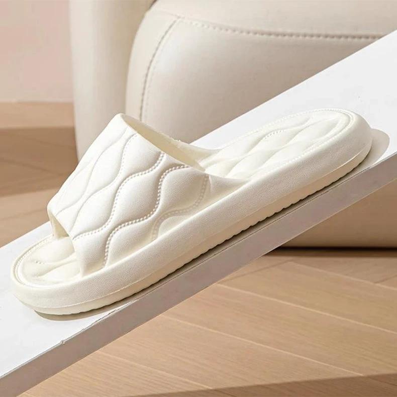 Ripple Style House Slippers EVA Soft Bathroom Slippers Women Men Shoes Home by GJG Denim