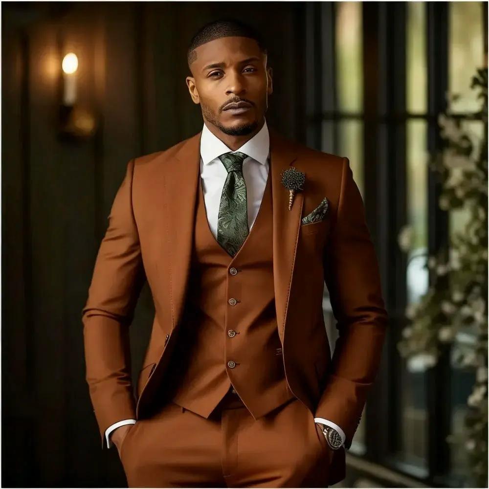 Men's Fashionable Casual Slim-Fit Three-Piece Suit by GJG Denim