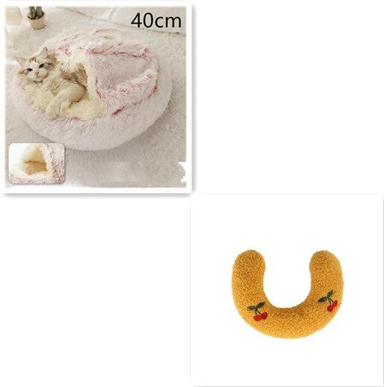 2 In 1 Dog And Cat Bed Pet Winter Bed Round Plush Warm Bed House Soft Long Plush Pets Bed Pet Products by GJG Denim