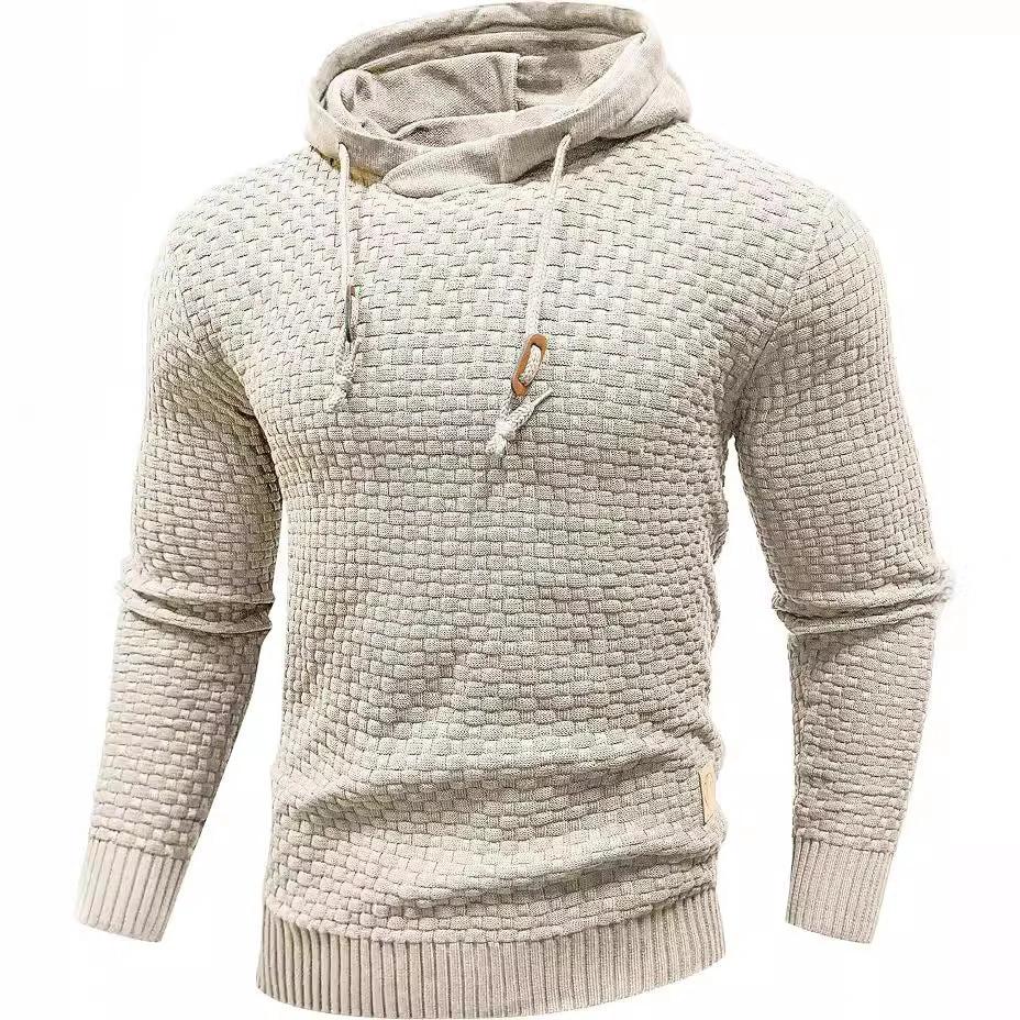 Men's Long Sleeve Solid Color Hooded Sweater by GJG Denim