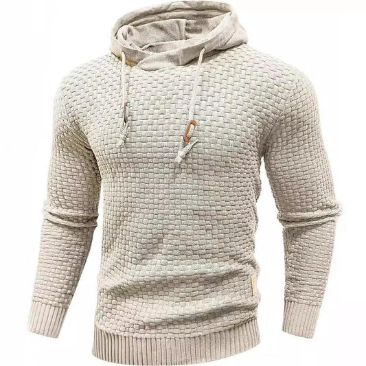 Men's Long Sleeve Solid Color Hooded Sweater by GJG Denim