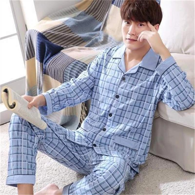 Men's Cotton Long-sleeved Pajamas by GJG Denim
