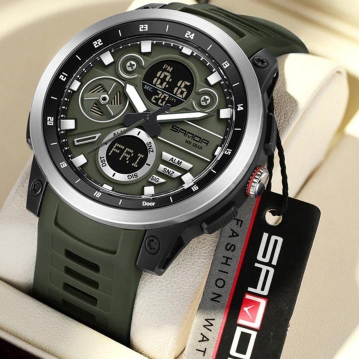 Sports Trend Multifunctional Waterproof Alarm Clock Reminder Electronic Watch For Men by GJG Denim