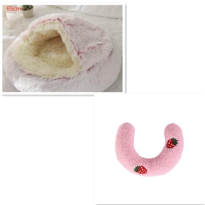 2 In 1 Dog And Cat Bed Pet Winter Bed Round Plush Warm Bed House Soft Long Plush Pets Bed Pet Products by GJG Denim