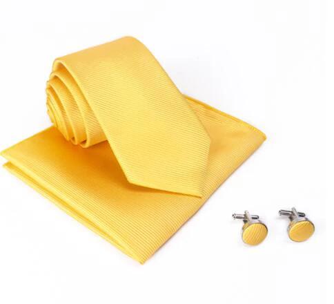 Solid Color Ribbed Collar Tie Set for Men by GJG Denim