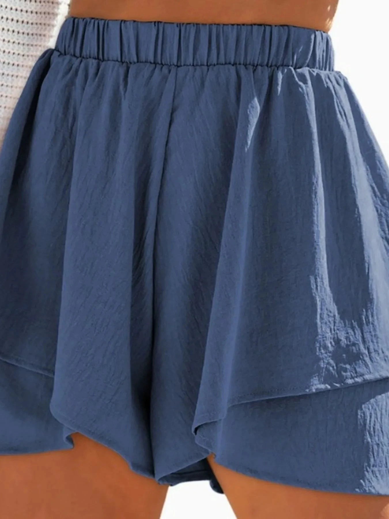 High-Waisted Elastic Waistband Layered Shorts by Lady Ros