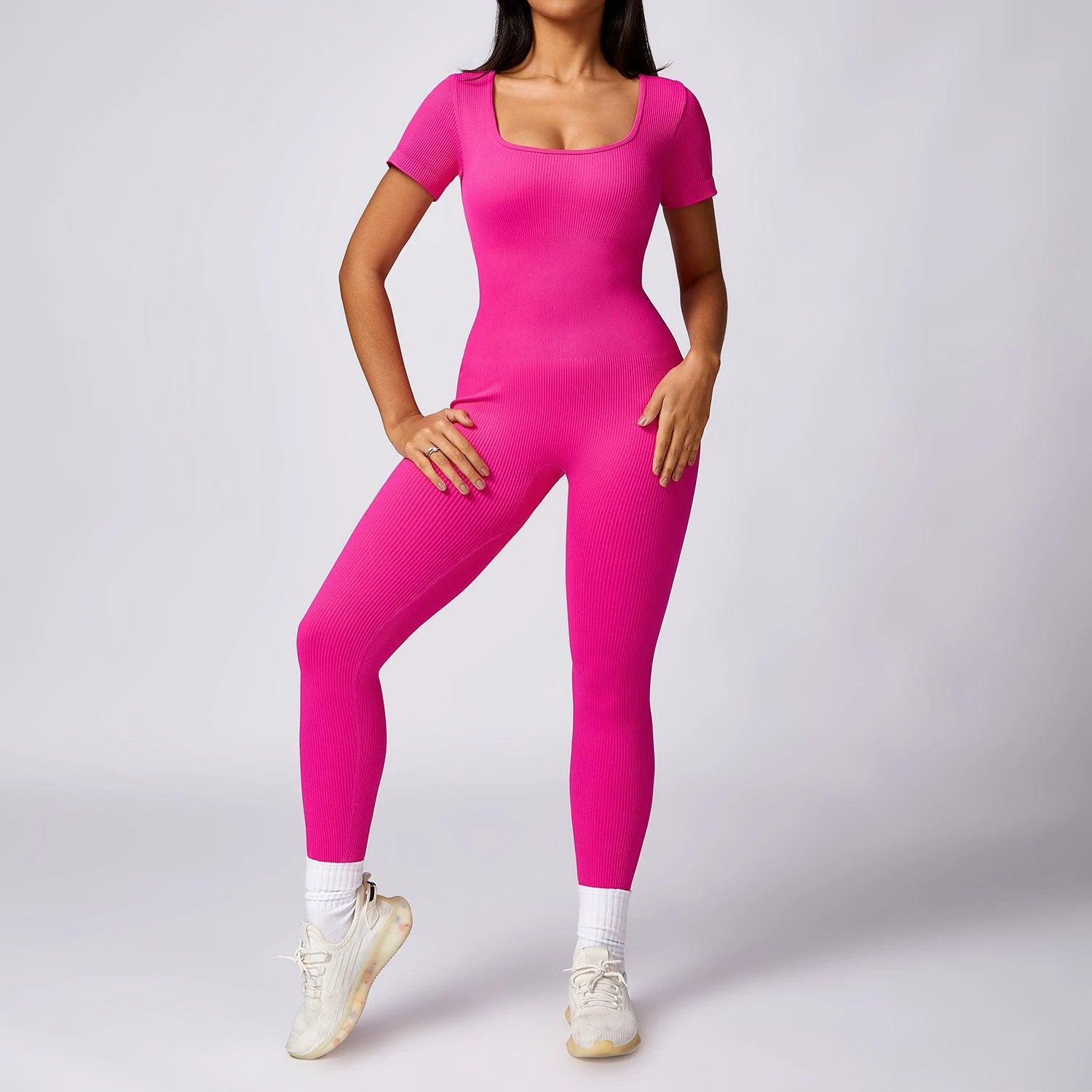 Seamless One-piece Short-sleeved Jumpsuit by GJG Denim