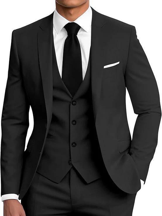 Men's Two-Button Three-Piece Suit by GJG Denim