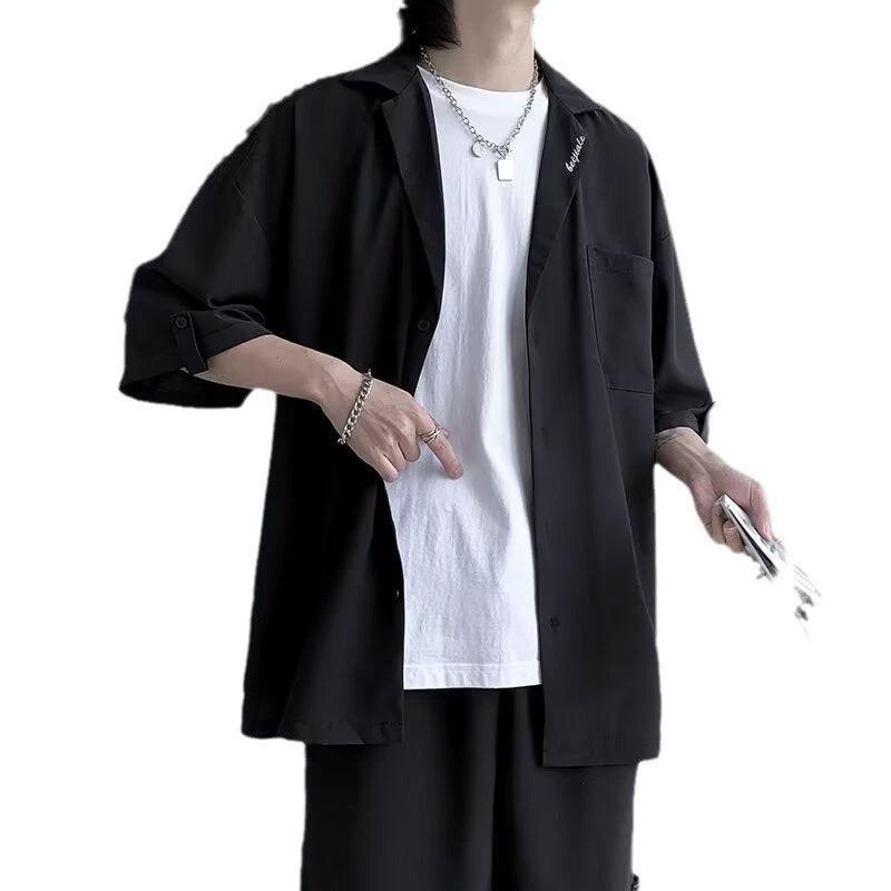 Mens Casual Shirt And Shorts Two-piece Set by GJG Denim