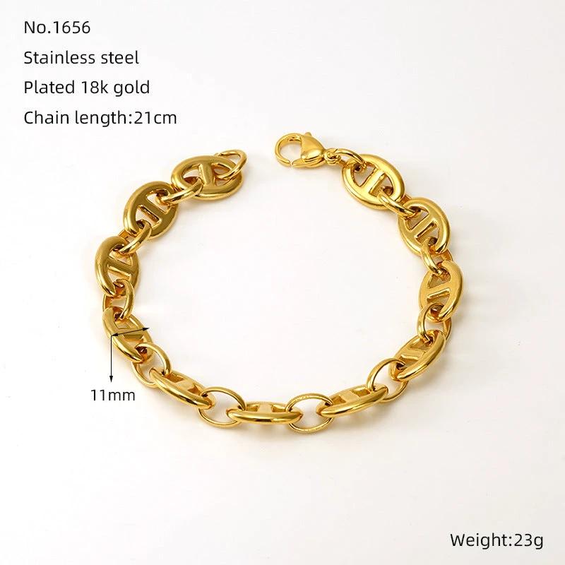 Stainless Steel Gold-plated Bracelet For Men by GJG Denim