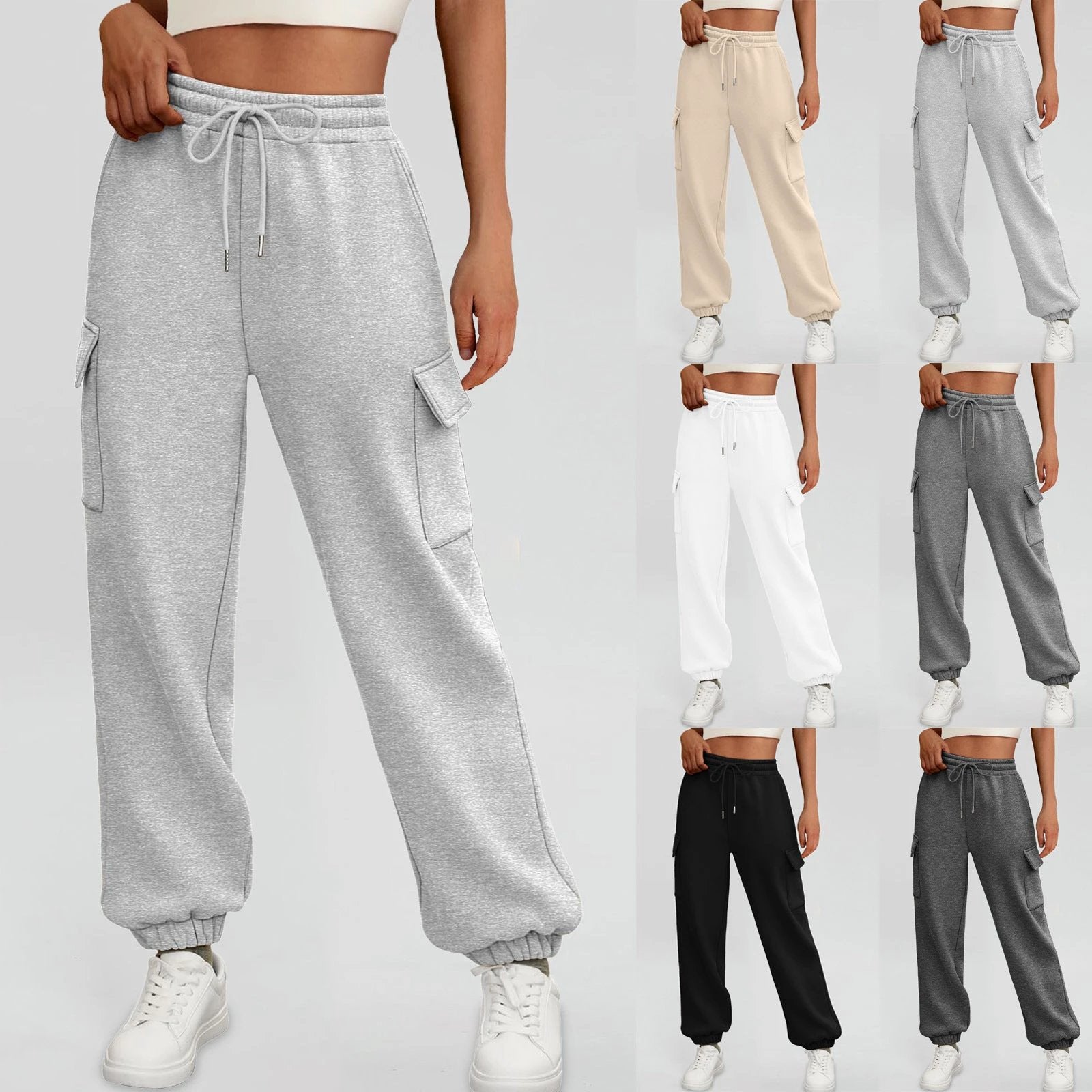 Women's Sweatpants Fleece Lined Baggy Athletic Jogger Trousers With Pockets Fall Casual Trendy Cargo Pants Fall Outfits by GJG Denim