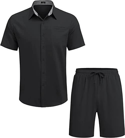 Men's Fashion Casual Shirt Shorts Set by GJG Denim
