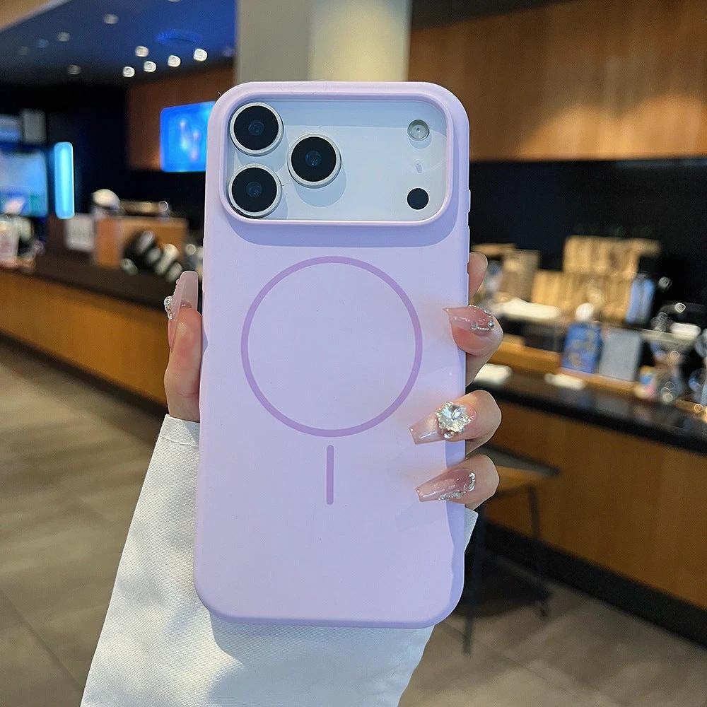 Simple Large Hole Fine Circle Silicone Magnetic Phone Case by GJG Denim