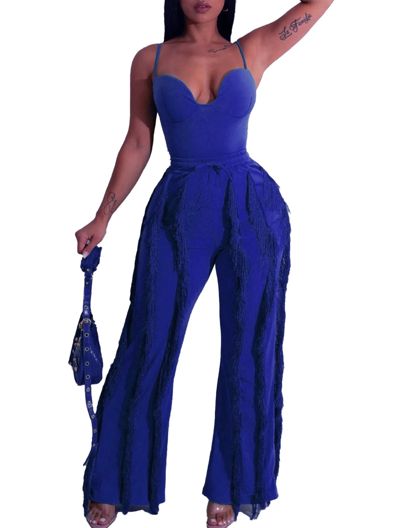 Solid Color Tassel Two-piece Suit by GJG Denim