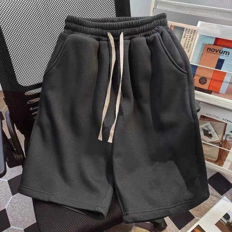 Retro Solid Color Men's Loose And Simple Casual Shorts by GJG Denim