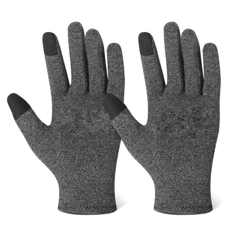 Grey Full Finger Touch Screen Health Pressure Gloves by GJG Denim
