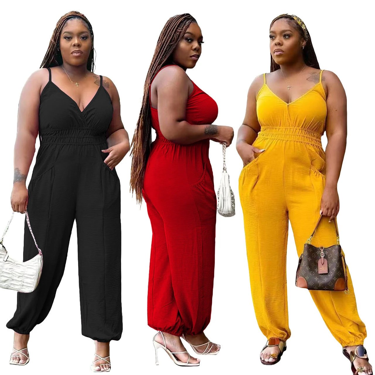 Women's Slip Plus Size Woman Cotton And Linen Jumpsuit by GJG Denim