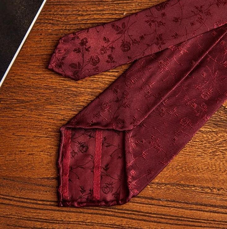Three-fold Roll Wool Lining Handmade Tie Silk Jacquard Businese Suit Accessories by GJG Denim