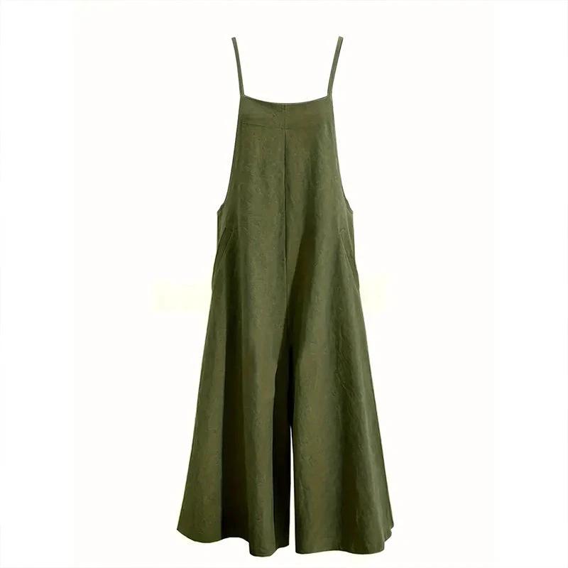 Plus Size Women's Solid Color Casual Jumpsuit - Sleeveless Romper With Pockets For Spring&Summer by GJG Denim