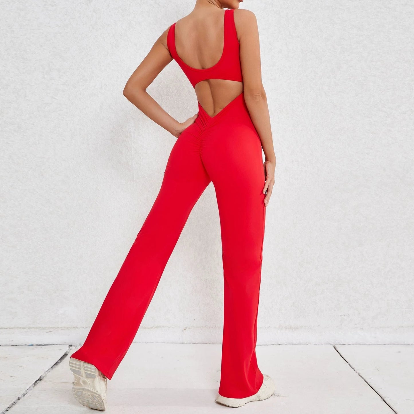 Hollow-out Beauty Back Sports Workout Clothes Jumpsuit by GJG Denim