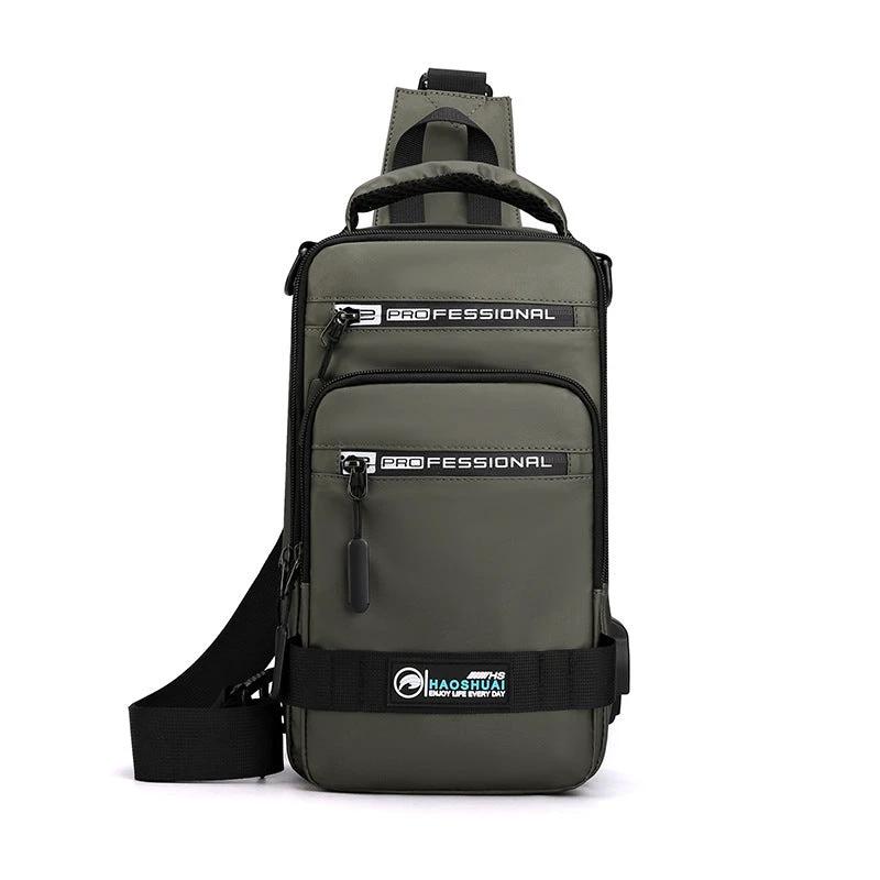 Multifunction Bags For Men Nylon Backpack Crossbody Shoulder Bag With USB Charging Port Chest Bags Pack by GJG Denim