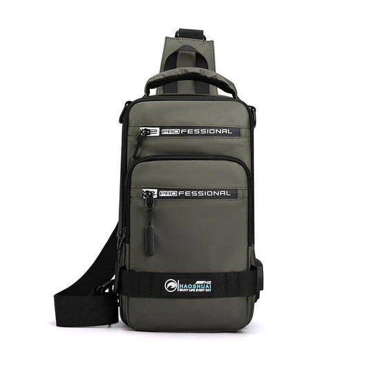 Multifunction Bags For Men Nylon Backpack Crossbody Shoulder Bag With USB Charging Port Chest Bags Pack by GJG Denim
