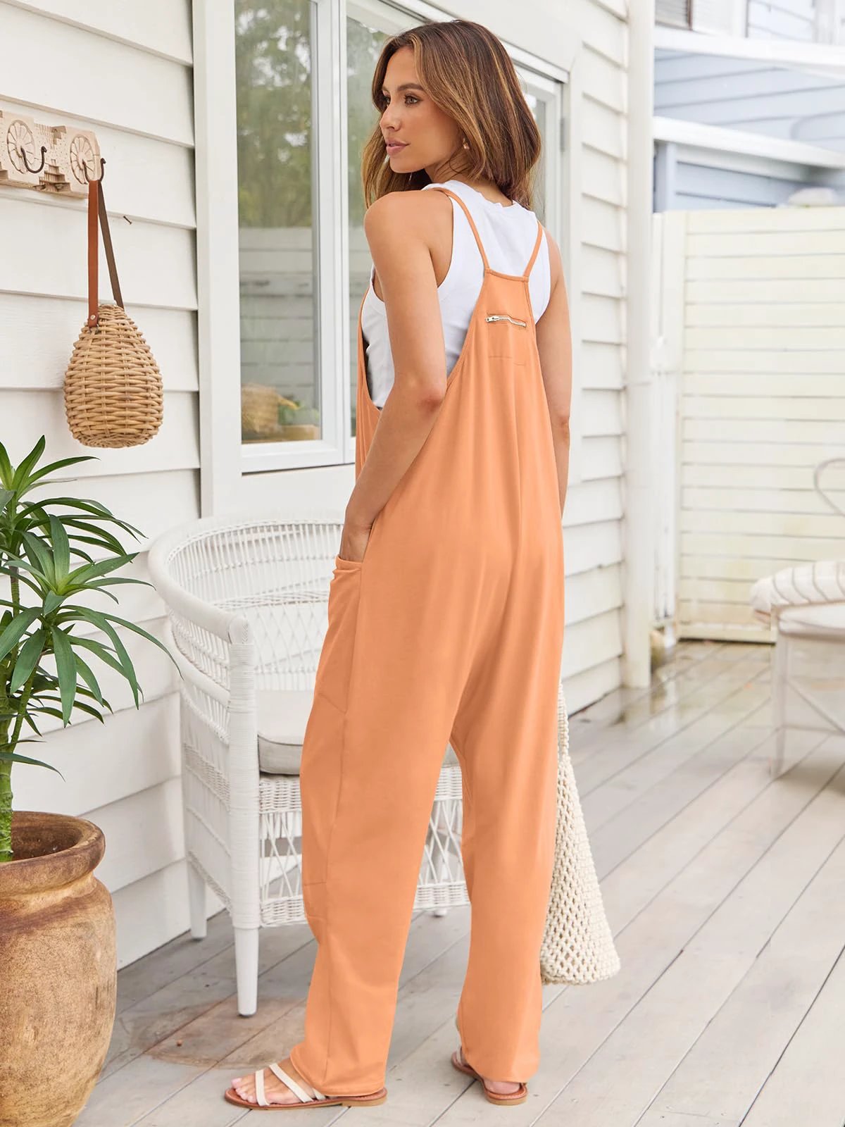 V-Neck Spaghetti Strap Jumpsuit by Lady Ros