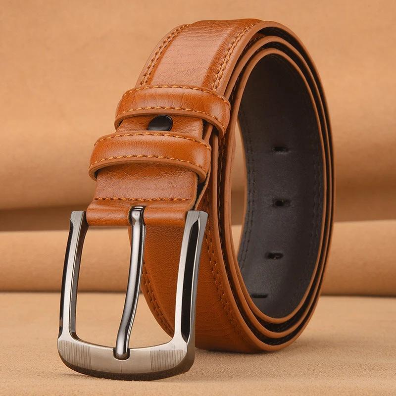Men's Pin Buckle Cowhide Belt Business Fashion And Leisure by GJG Denim
