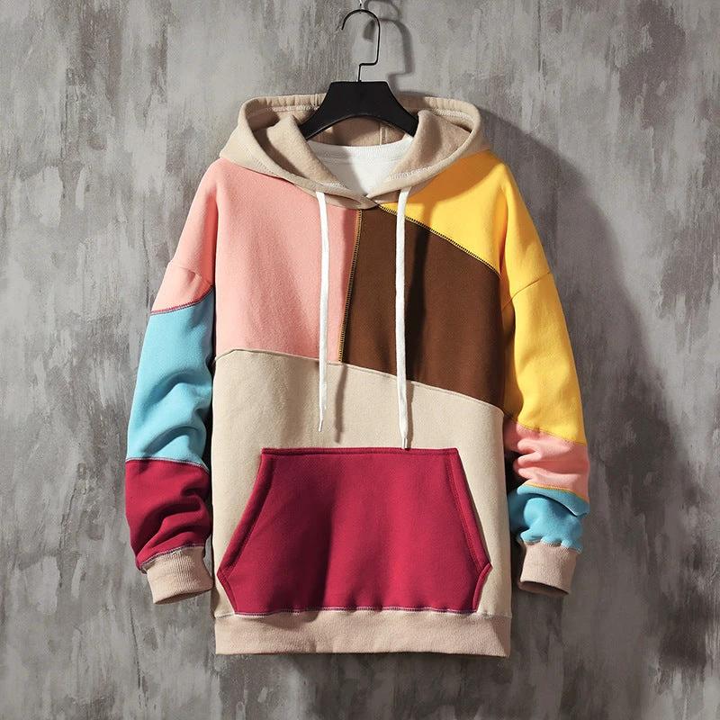 Men's Fleece-lined Thick Casual Loose Large Size Pullover Hoodie by GJG Denim