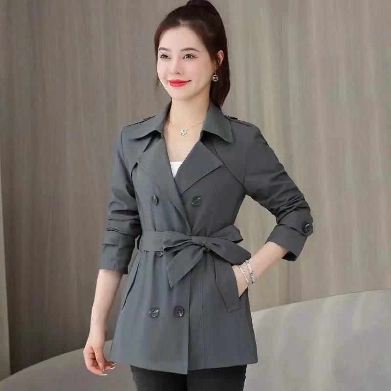 Elegant Slimming British Style Petite Top Student Double Breasted Coat by GJG Denim