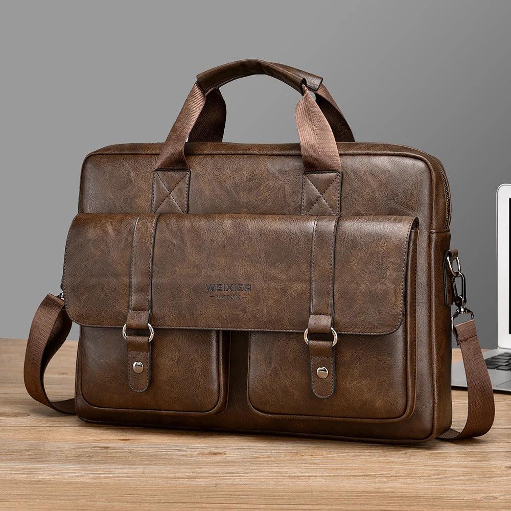 Men's Business Large-Capacity Shoulder Crossbody Briefcase by GJG Denim