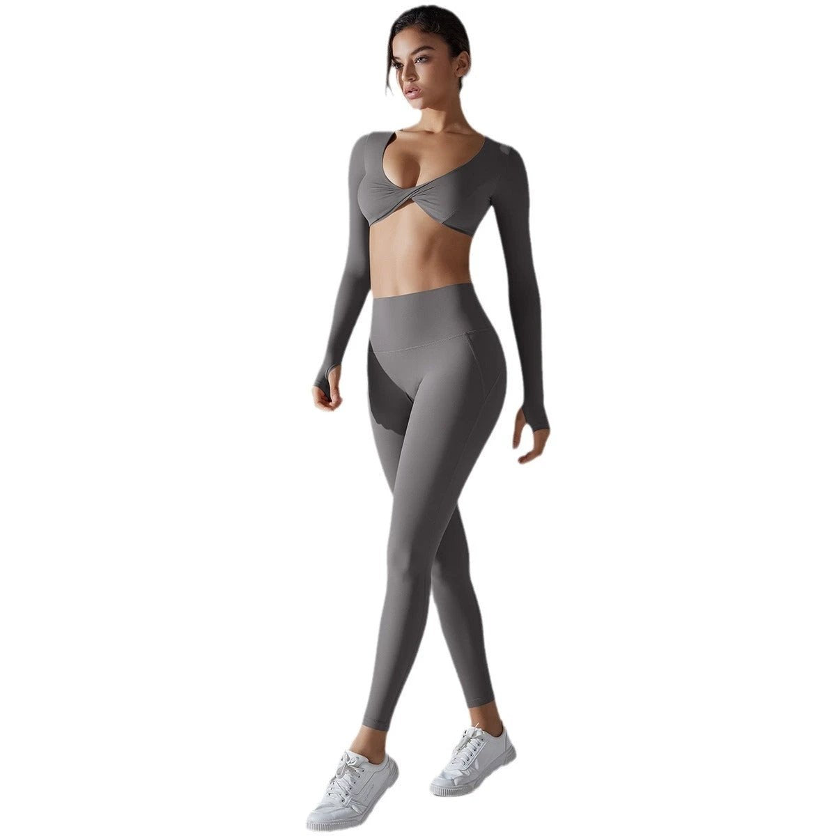 Yoga Clothes Sports Push Up Long Sleeve Workout Clothes Suit by GJG Denim