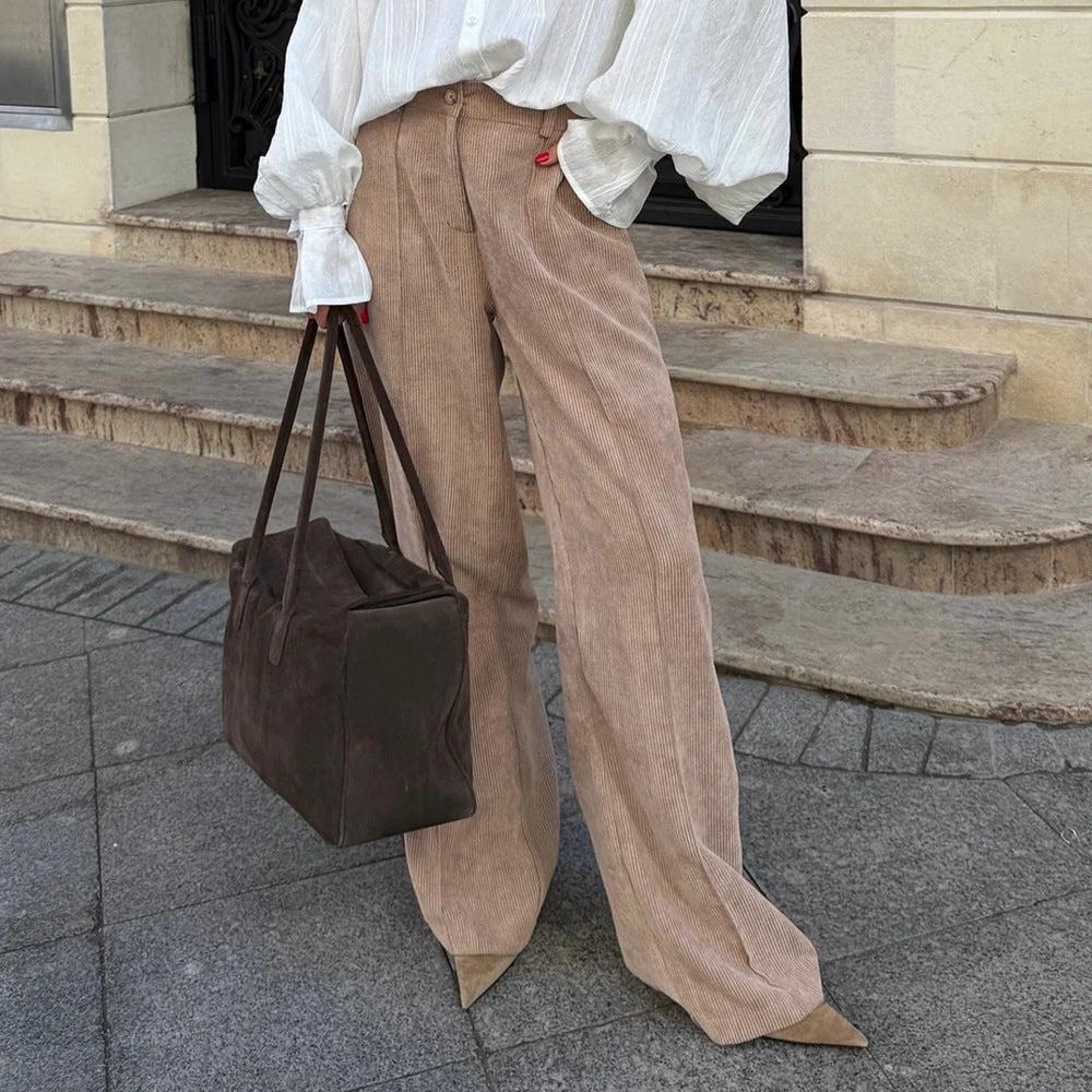 Womens Retro-Style Wide-Leg Loose-Fit Casual Trousers In American Style by GJG Denim