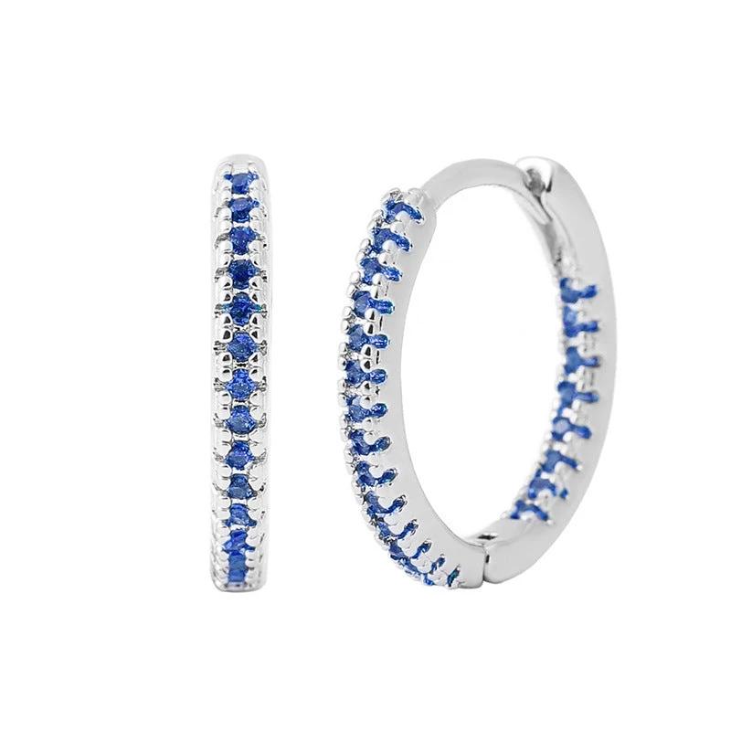 Circle Female Earrings Ear Clip Multicolor Zircon Elegant by GJG Denim