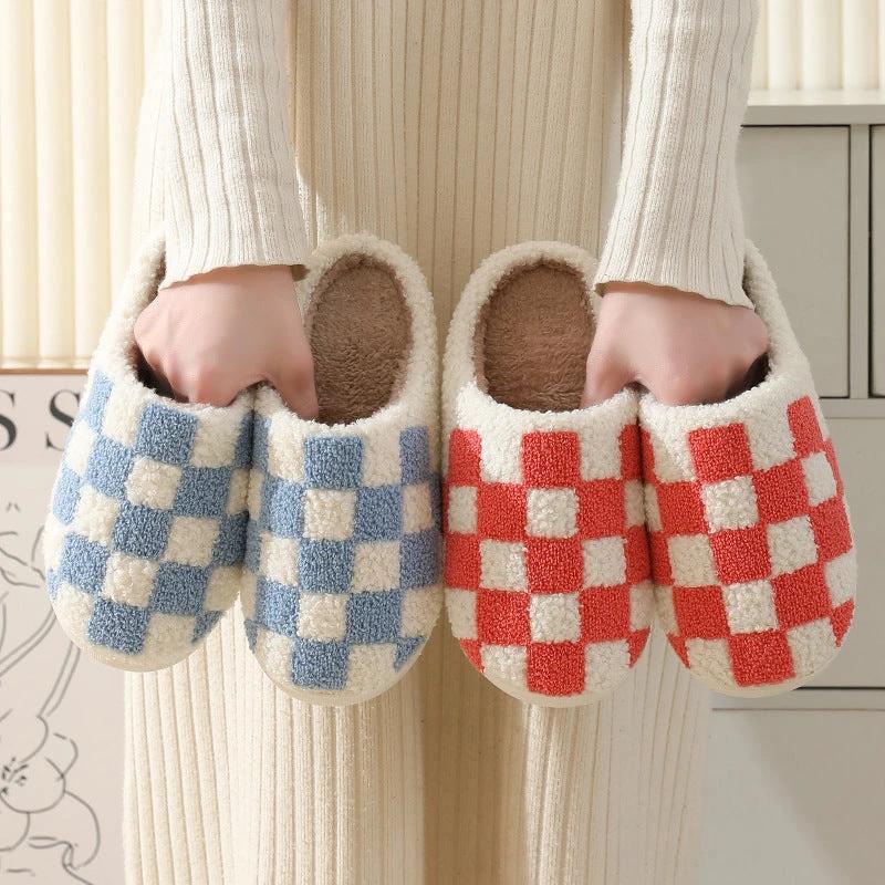 Men's Checkerboard Print Slippers by GJG Denim